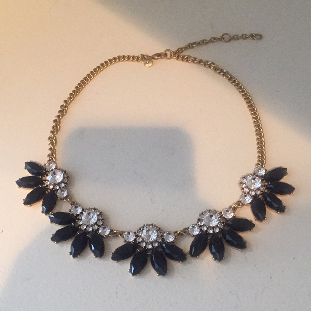 J Crew Navy and Gold Statement Necklace NWOT